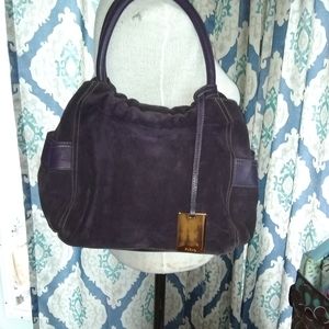 Vtg Furla Purple Suede Bag ,